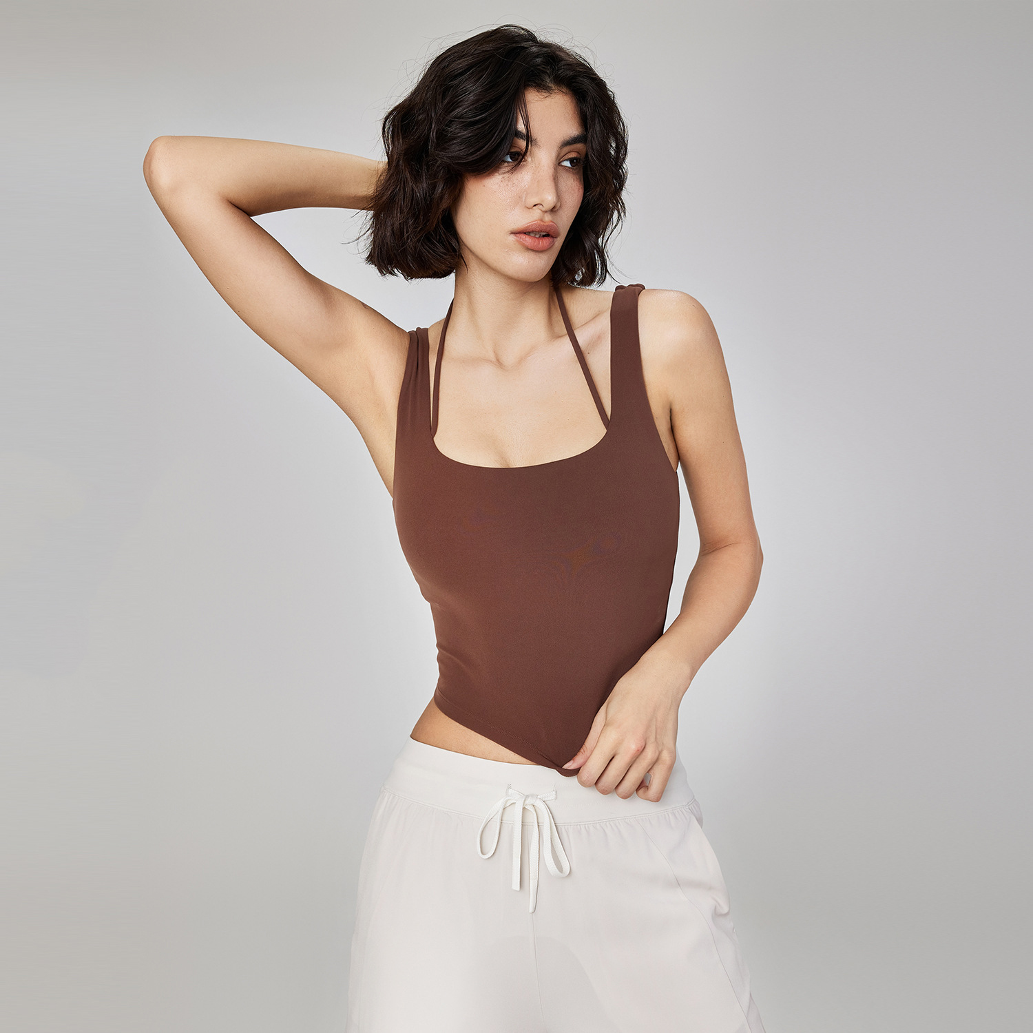 Pilates Yoga Exercises - Nude Feel Fake Two-Piece Sport Bra