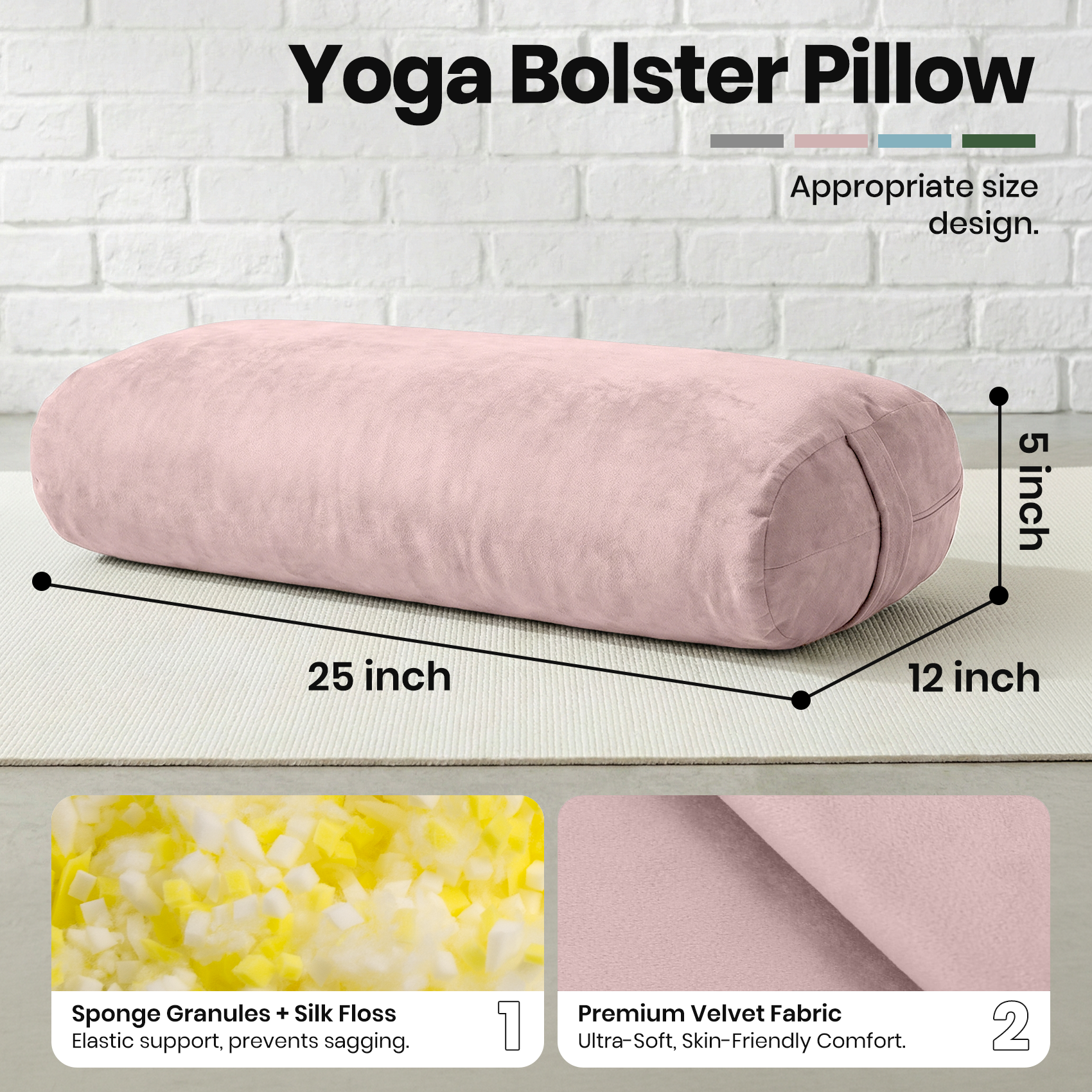 Yoga Bolster Pillow Pink Round – Pilates Yin Yoga recenzja i cena