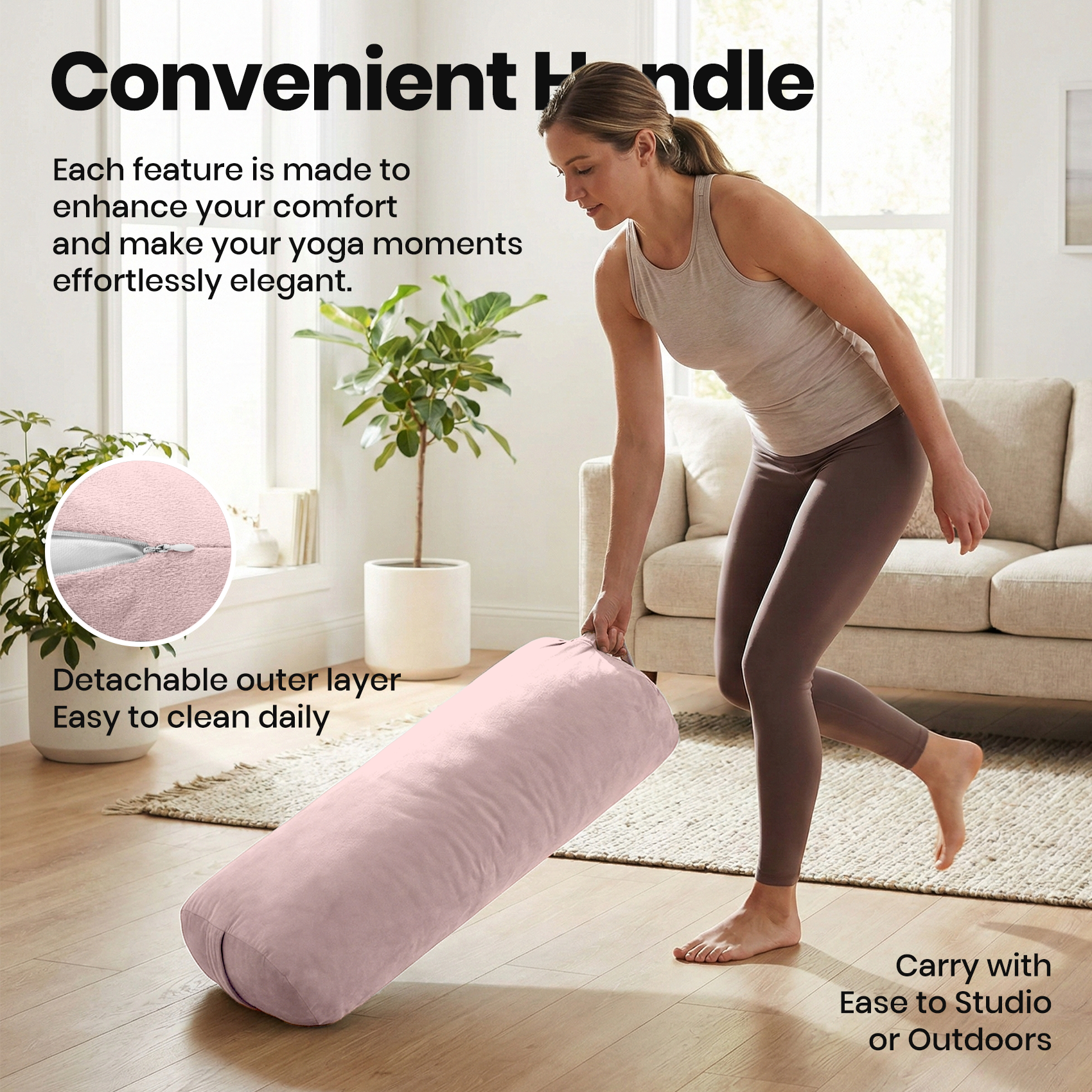 Yoga Bolster Pillow Pink Round – Pilates Yin Yoga recenzja i cena